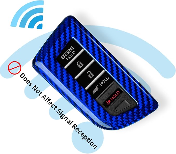 T-carbon Key Fob Cover Fits Acura MDX 2024 5 Buttons,Real Glass Fiber Key Fob Case Compatible with Acura RDX MDX RLX NSX ILX TLX TLX-L CDX Integra 2022-2024 Smart Remote Keyless Accessories Blue