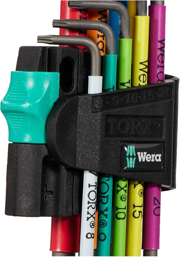 Wera 05024335001 967/9 TX BO Multicolour 1 L-key set for tamper-proof TORX® screws, BlackLaser, 9 pieces