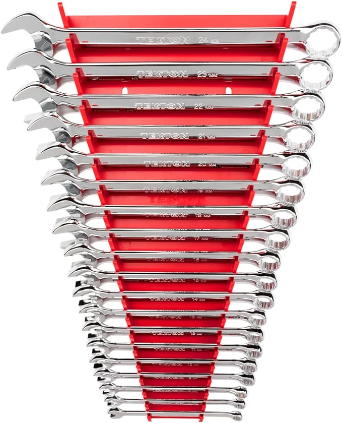 TEKTON Combination Wrench Set, 19-Piece | WCB91202 | 6 - 24 mm, Rack