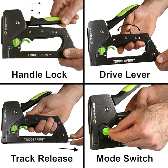 Surebonder TRIGGERFIRE Staple Gun Kit with 1250, 3/8", T-50 Type, Steel Staples
