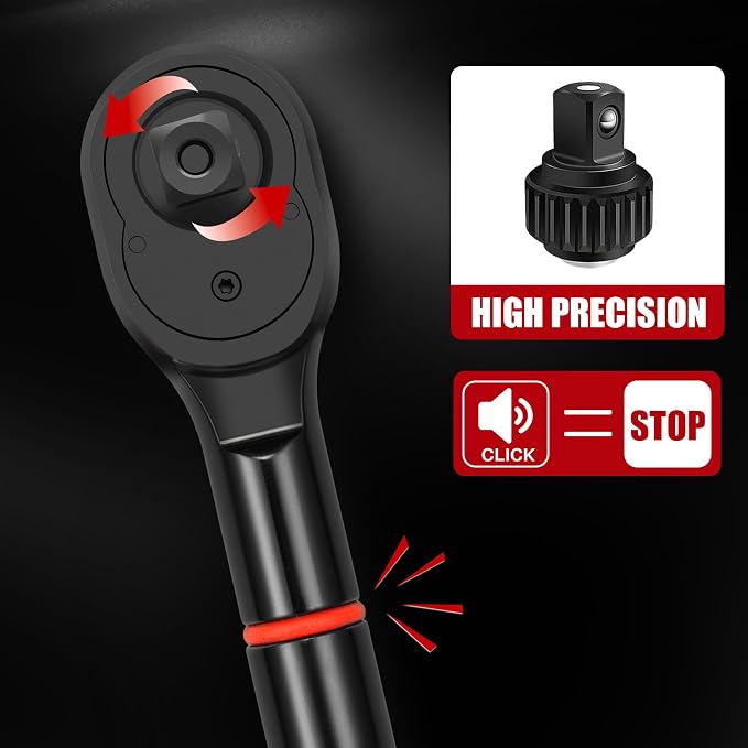 3/4" Drive Click Torque Wrench-150-1000Ft.Lb for Truck,HD Vehicles | Adjustable Inch Pound Torque Wrench(203-1355Nm), 48T Dual-Direction 3% Precision for Tractor Heavy Equipment Farms RV