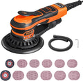 VEVOR Random Orbital Sander 5 & 6-Inch, 350W Brushless Orbital Sander, 10,000 PRM 6 Variable Speed Electric Palm Sander with 20PCS Sandpapers, Dust Connector & Hose for Woodworking Detailing Sanding