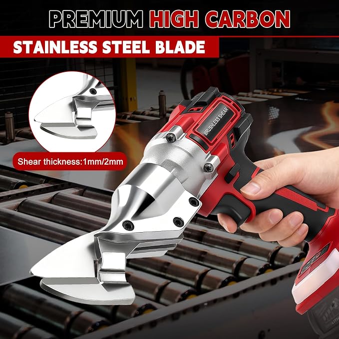133 ft·lb High Torque Brushless Electric Metal Shears for Milwaukee 18V M18 Battery, 1600RPM Cordless Sheet Metal Power Cutter, 14 Gauge Cutting Capacity, Professional Bare Tool Only