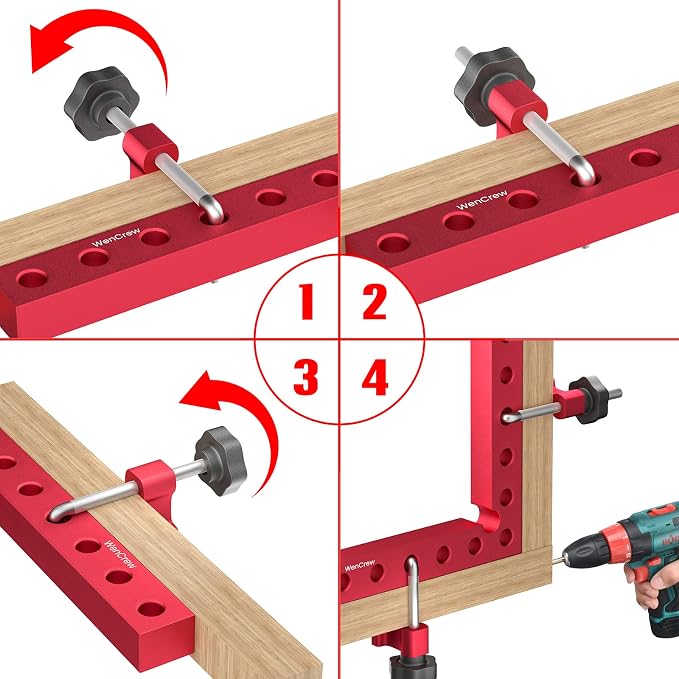 Corner Clamps for Woodworking, WenCrew 4 Pack 90 Degree Right Angle Clamp, 5.5" Aluminum Clamping Squares Woodworking Tools for Cabinets, Drawers, Frames, DIY Projects, Gifts for Men Dad