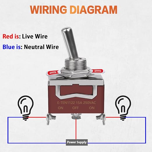 6 Pack Toggle Switch, 3 Pin 12V DC 30A/250V AC 15A, Heavy Duty SPDT ON Off ON Switch, Marine Waterproof Toggle Switch with Boot Cap Cover, for Cars Trucks, Racing Cars, Boats
