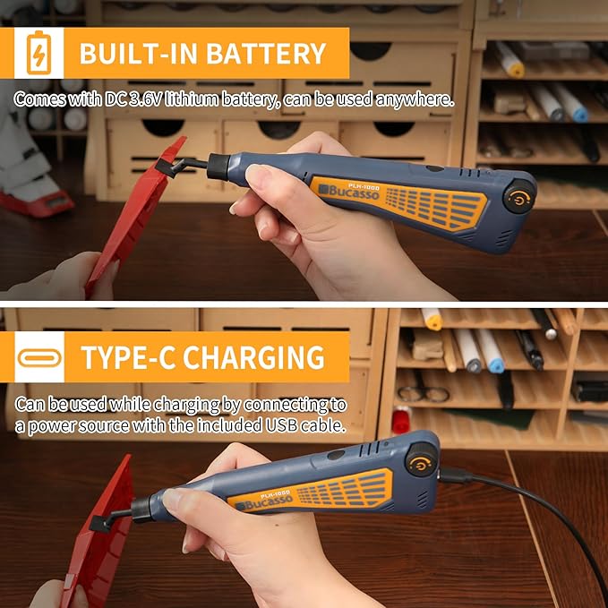 Cordless Pen Sander, Variable Speed and USB Charging with LED Light, Multi-Purpose Power Tool for Sanding, Polishing, Finishing, DIY Crafts, Blue
