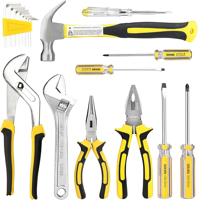 DOWELL Tool Set Household Tool Kit with Storage Tool Bag Pouch, 19 PCS