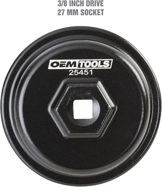 OEMTOOLS 25451 64.5 mm Oil Filter Cap Wrench, Oil Filter Wrench 14 Flute Design, Oil Filter Removal Tool Heavy-Duty Cast Aluminum, Compatible with 3/8" Drive and 27 mm Wrench