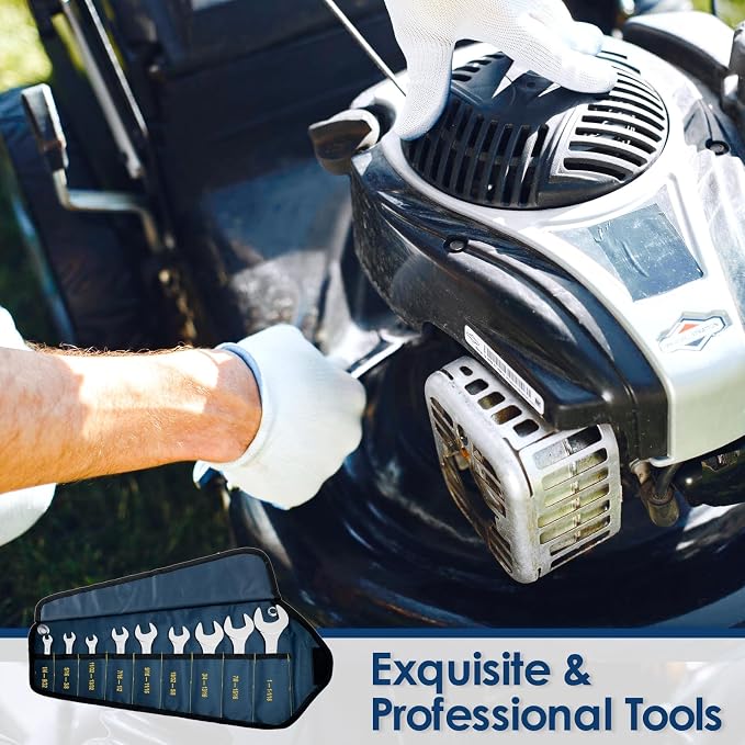 YIYEIE 9Pcs Super-Thin Wrench Set, 3mm Ultra-Slim Open End Wrench Set | SAE 1/4" to 1-1/16", Flat Wrenches for Tight Space, 3mm Thickness, Low-Profile, CR-V Steel, with Mirror Finish