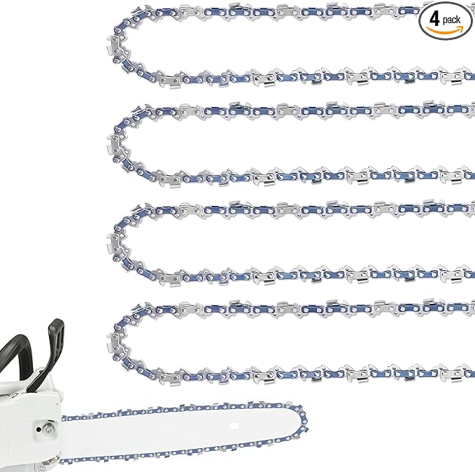 4 Pack 18 Inch Chainsaw Chain 3/8" LP Pitch .050'' Gauge 62 Drive Links Fits Poulan, Craftsman, Echo, Homelite and more