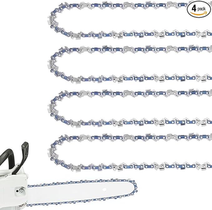 4 Pack 12 Inch Chainsaw Chain 3/8" LP Pitch .043'' Gauge 45 Drive Links fits DeWalt, Ryobi, Craftsman, Makita and more