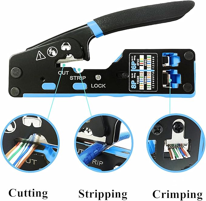Gaobige Network Tool kit, Cat6 Cat5e Cat5 Crimping Tool RJ45 Crimp Tool kit, Pass Through rj45 Crimper, Wire Tracker, 110/88 Punchdown Tool, Cat6 Pass Through Connectors