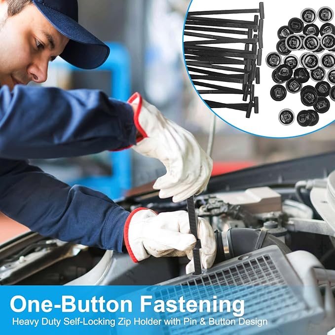 100 Pcs Automotive Universal Nylon Tie Buckles, Heavy-Duty Self-Locking, New Multifunctional Automotive Fasteners for DIY Auto Repair, Home & Office Use