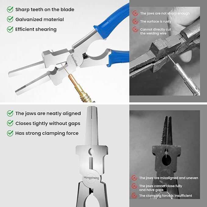 Hongyineng 8" MIG Welding Pliers - Multi-Functional, Anti-Rust, High-Carbon Steel with Comfort Grip for Professional & DIY Use