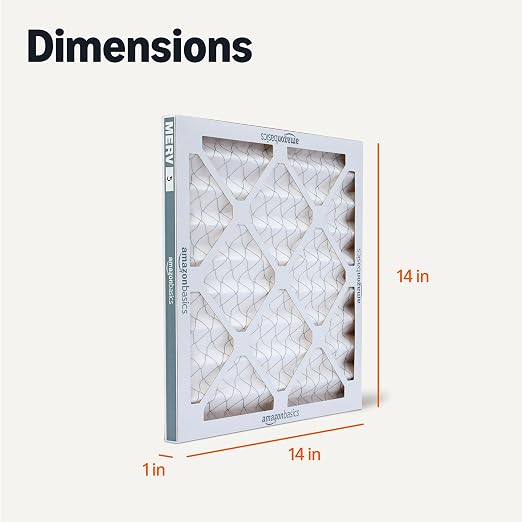 Amazon Basics MERV 5 AC Furnace Air Filter, 14x14x1 inches, 6-Pack (Actual size: 13.75" x 13.75" x 0.75")
