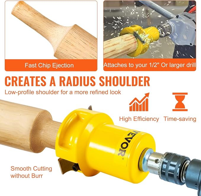 VEVOR Tenon Cutter, 1"/25.4mm & 1.5"/38mm & 2"/50.8mm, Premium Aluminum & Steel Log Furniture Cutter, with Dual Curved Blades & Button Screws Home Master Kit, Commercial Starter’s Tool for Home DIY