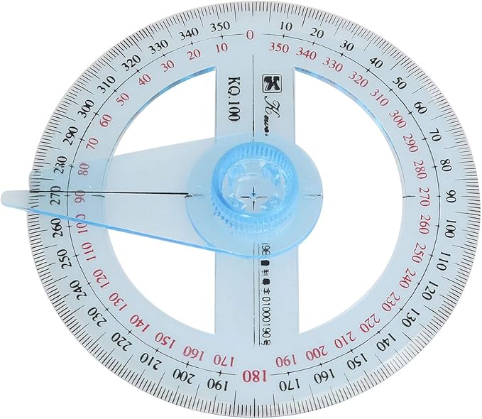 Swing Arm Protractor Plastic 4Inch 360 Degree Protractor with Swing arm