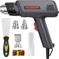 Heat Gun, 1800W Professional Hot Air Gun 400℃ & 600℃ Dual-Temperature Settings, Overload Protection, Double Heating Wire Fast Heating, 6 Accessories for Paint Stripping, Crafts (Black)