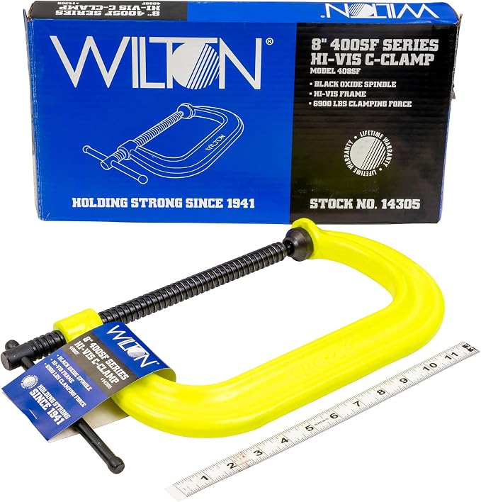 Wilton Hi-Vis C-Clamp, 8-1/4" Opening, 5" Throat, 6900 Lbs. Clamping Force (Model 408-SF) (Pack of 2)