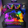 Erosebridal Gaming Keyboard Queen Comforter Set with Sheets | Gaming Headphones 7-Piece Bedding Set Watercolor Smoke Fire Bed in a Bag, Gamer Headset Bed Sets