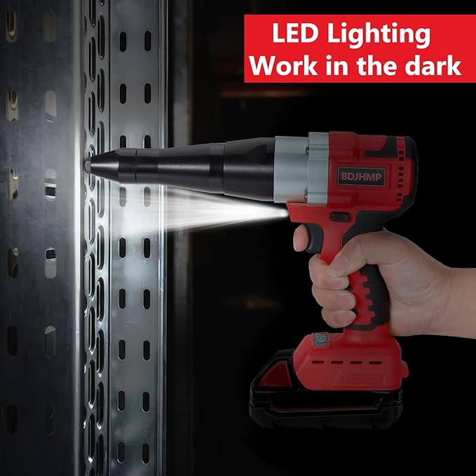 Cordless Rivet Gun Tool for Milwaukee M18 18V Battery(Only Tool), Brushless Electric Automatic Rivet Gun, for Rivets 1/8'', 5/32'', 3/16", for Metal, Plastic and Leather