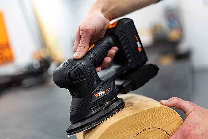 WEN Cordless Palm Sander with 20V Max 2.0 Ah Lithium-Ion Battery and Charger (20401) Black