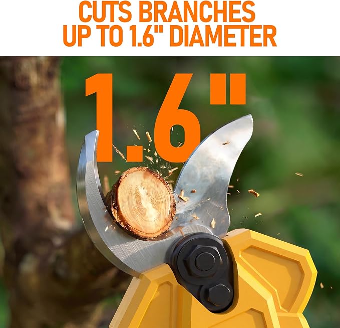 2 IN 1 Electric Pole Pruner Compatible with Dewalt 20V Battery(No Battery) | Electric Pruning Shears with 1.6" Cutting Diameter, 4 Modes, LCD Display for High Branch & Tree Trimming