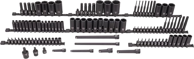 Sunex Tools 3/8" & 1/2" Drive SAE & Metric 6 Point Standard & Deep with Star (E and Tamperproof), Triple Square, & Hex Bit, 106-Piece, Model 10105