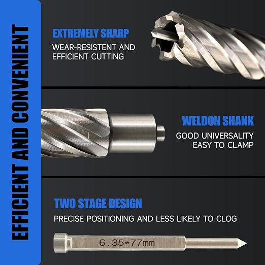 Pro Edge 1-Piece 5/8" Cutting Diameter 1" Cutting Depth Annular Cutter, M2AL HSS Mag Drill Bit with Pilot Pin 3/4" Weldon Shank, for Magnetic Drill Press Steel Plate, Aluminum, Copper