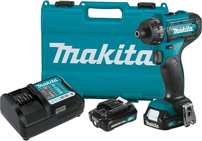 Makita FD10R1 12V max CXT Lithium-Ion Cordless 1/4" Hex Screwdriver Kit (2.0Ah) with ADP06 12V max CXT Lithium-Ion Cordless Power Source