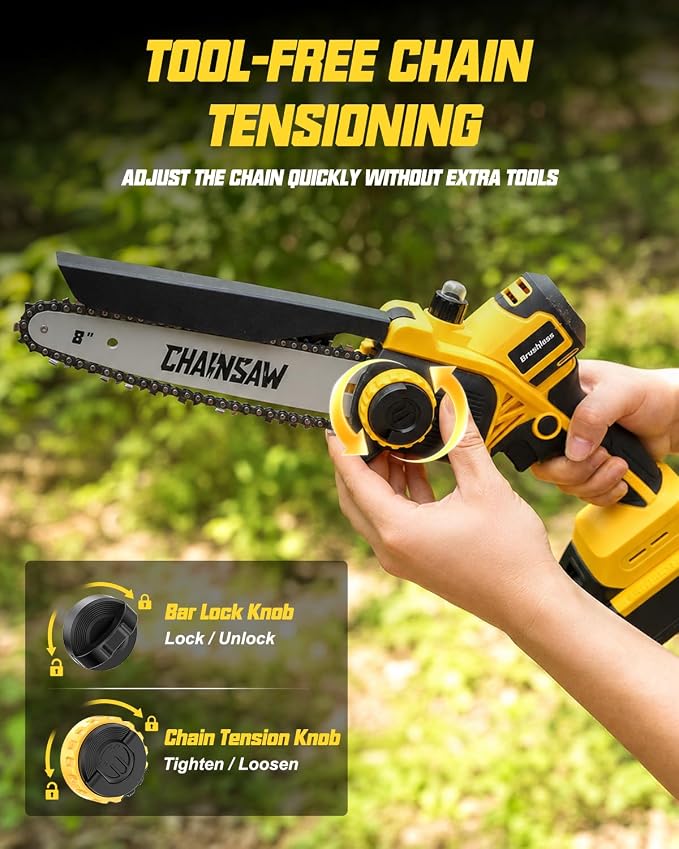 Electric Mini Chainsaw Compatible with DeWalt 20V Max, Tool only | 6" 8" Chain Saw for Branch Cutting, Tree Trimming, Shrub Trimming, Small Logs, Garden, Orchard, Yard Cleanup, Men Gifts