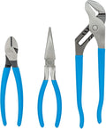Channellock GS-4 Plier Set with Tongue and Groove, Diagonal, and Long Nose Pliers, 3-Piece