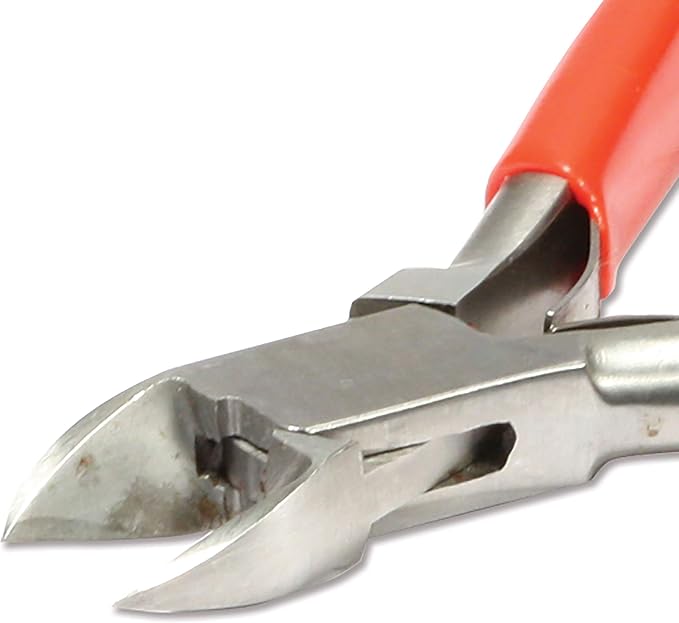 The Beadsmith Platinum Series German Semi-Flush Sidecutter, 4.75 inches (120mm) with Polished Steel Head, red PVC Comfort Grip Handle and Double-Leaf Spring, Tool for Jewelry Making