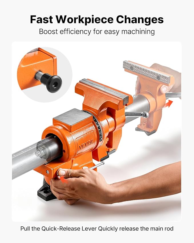 VEVOR Heavy Duty Bench Vise, 6" Jaw Width, Double Swivel Rotating Multi-Purpose Bench Vise, with 360° Locking Swivel Base and Head, 2.8" Throat Depth, 6" Max Jaw Opening, for Drilling, Pipe Cutting
