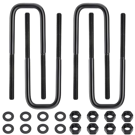 Square Bend U-Bolts, 9.5" Long x 2.5" Wide x 9/16" Thread