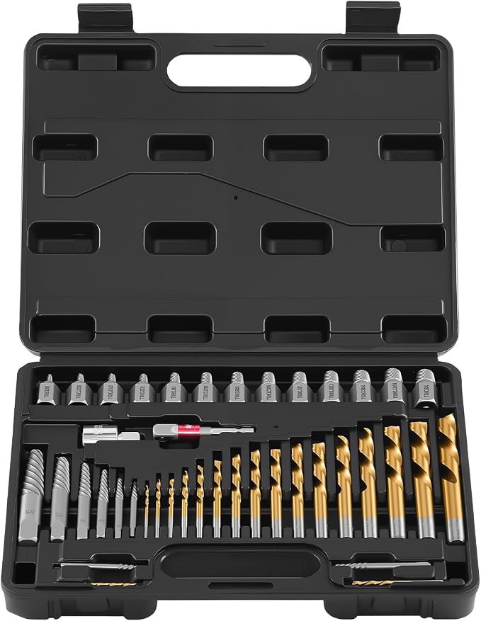VEVOR 41-Piece Screw Extractor and Left Hand Drill Bits Set, Easy Out Screw Extractor Kit with HSS Steel Reverse Drill Bit for Broken Nuts, Stripped Bolts Remove, Adapters