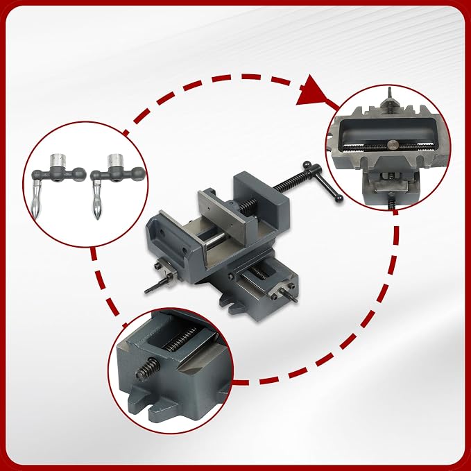 findmall 4 Inch Cross Cross Slide Drill Press Vise 1-3/8”Jaw Depth