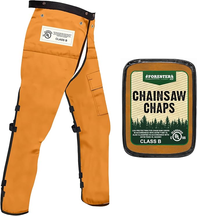 FORESTER Chainsaw Chaps for Men & Women | Apron-Style Chaps with Pocket & Adjustable Waist | Chainsaw Safety Equipment