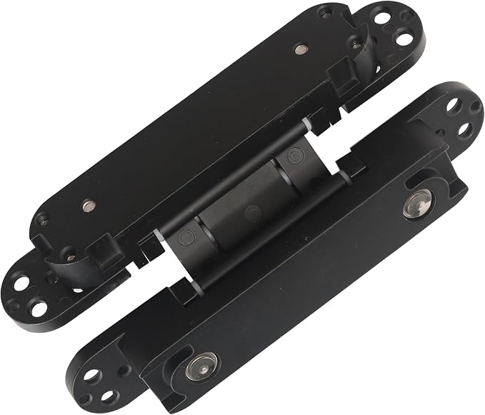 4-Pack 6 inch Hidden Door Hinges Heavy Duty Black, Invisible Concealed Hinges Zinc Alloy 6''x 2.5''x1Inch, Concealed Hinge 180 Degree Swing Hinge, 3 Way Adjustable with Pins and Screws