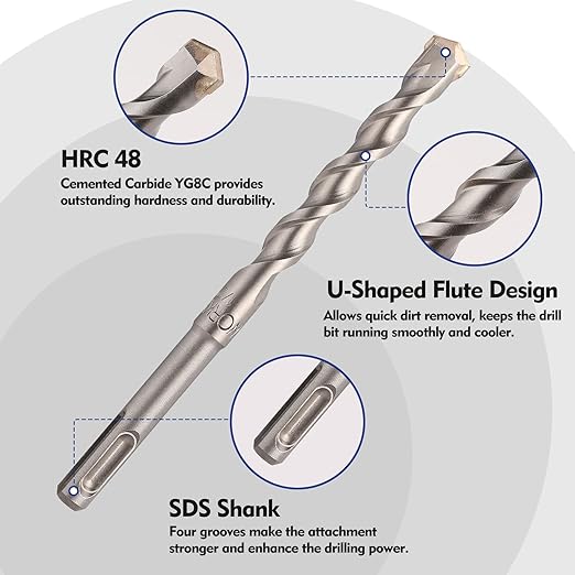 WORKPRO 17-Piece SDS-Plus Rotary Hammer Drill Bits and Chisel Set, Carbide-Tipped Masonry Drill Bits and Chisels for Concrete, Stone, Brick, with Storage Case