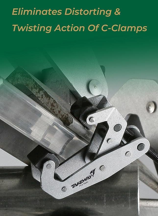 Clamp with T-Handle, Deep Throat Welding and Fabricating, Multi-Purpose Lever Clamp, Cantilever Arm Clamps For Secure Hold, 4.5" Opening Capacity, 2 Pack