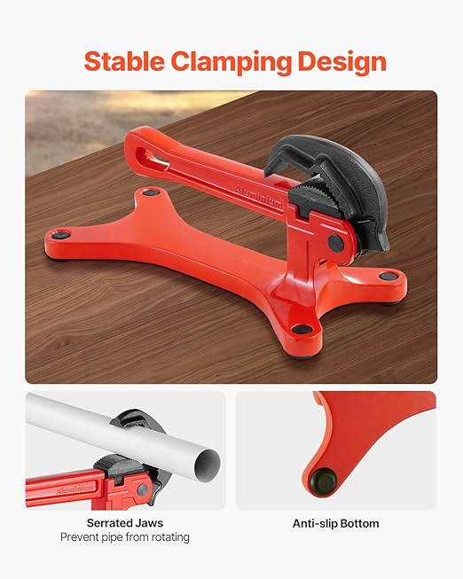 VEVOR Portable Pipe Vise, Lightweight Aluminum Pipe Vise with 1/8" to 1-1/2" Clamping Capacity, Ideal for Onsite Plumbing Installation, Repair, and Maintenance