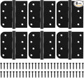 KOLET Ball Bearing Door Hinges, 4 x 4 Inches Black Door Hinges, Heavy Duty Stainless Steel Hinges, Square and 5/8'' Radius Corner, Smooth and Quiet, Non Removable Pin, Matte Black, 6 Pack
