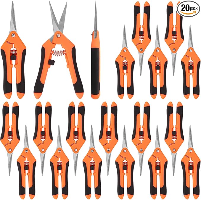 20 Pack 6.5 Inch Garden Pruning Scissors, Hand Pruner with Stainless Steel Blades, Sharp Point Gardening Shears Cutter, Gardening Pruning Shear, Supplies & Accessories(Orange)