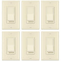 BESTTEN 6 Pack Dimmer Wall Light Switch, Compatible with Dimmable LED, CFL, Incandescent and Halogen Bulb, Single Pole or 3-Way Dimmer Switches, 120VAC, Decorator Wallplate Included, Almond