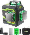 LasGoo LG-3DM Green Beam Laser Level, Self-Leveling 3x360° Cross Line Laser for Construction and Picture Hanging, 5200mAh Built-in Rechargeable Battery, Type-C Cable, Magnetic Rotating Stand Included