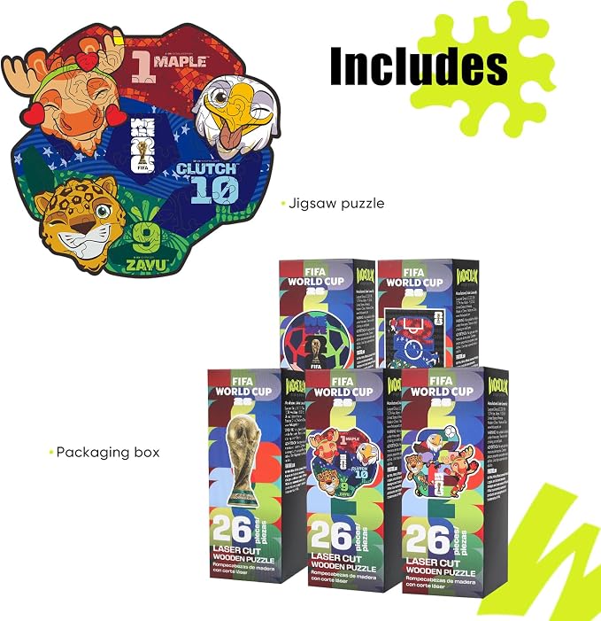 FIFA World Cup 2026 Mascot 26PCS Wooden Pocket Puzzle