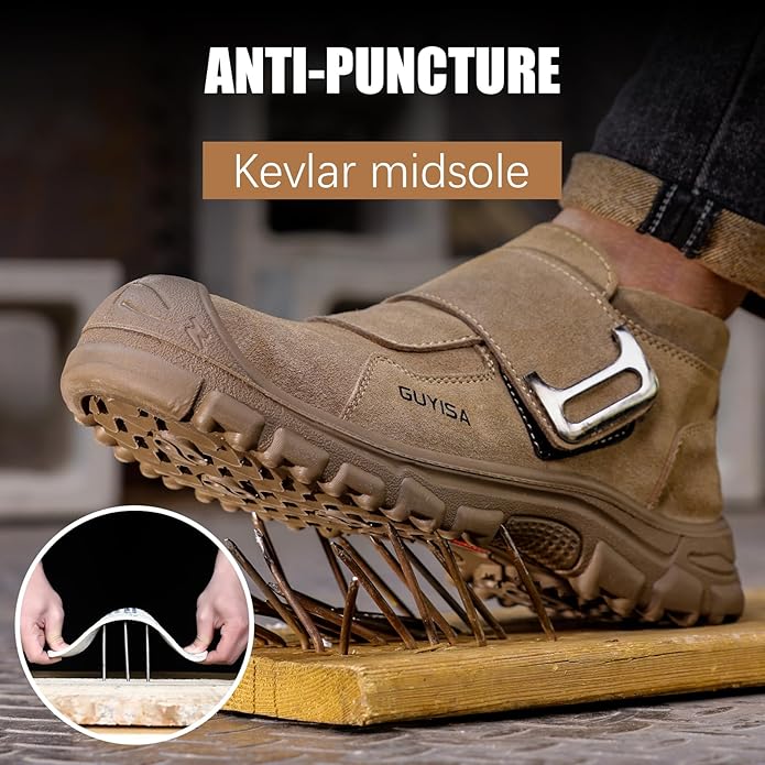GLANOUDUN Welding Work Boots for Men Slip on Steel Toe Shoes for Men Indestructible Steel Toe Boots Welder Men's Working Shoes Fireproof Safety Footwear for Construction Men's Work & Safety Footwear