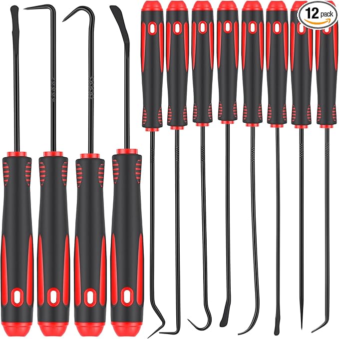 12PCS Precision Pick Set - Easy Removal Tool for Automotive Oil Seals, O-Rings, and Gaskets, Lock Pick Set, Picks, Pick Tool (12, Black 12)