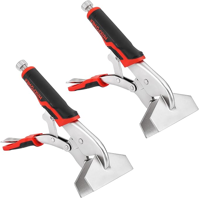 MAXPOWER Locking Sheet Metal Clamps, 10” Flat Jaw Locking Pliers Metalworking Tool for Clamping & Holding, Quick-lock Release for Easy Removal, 2-Piece